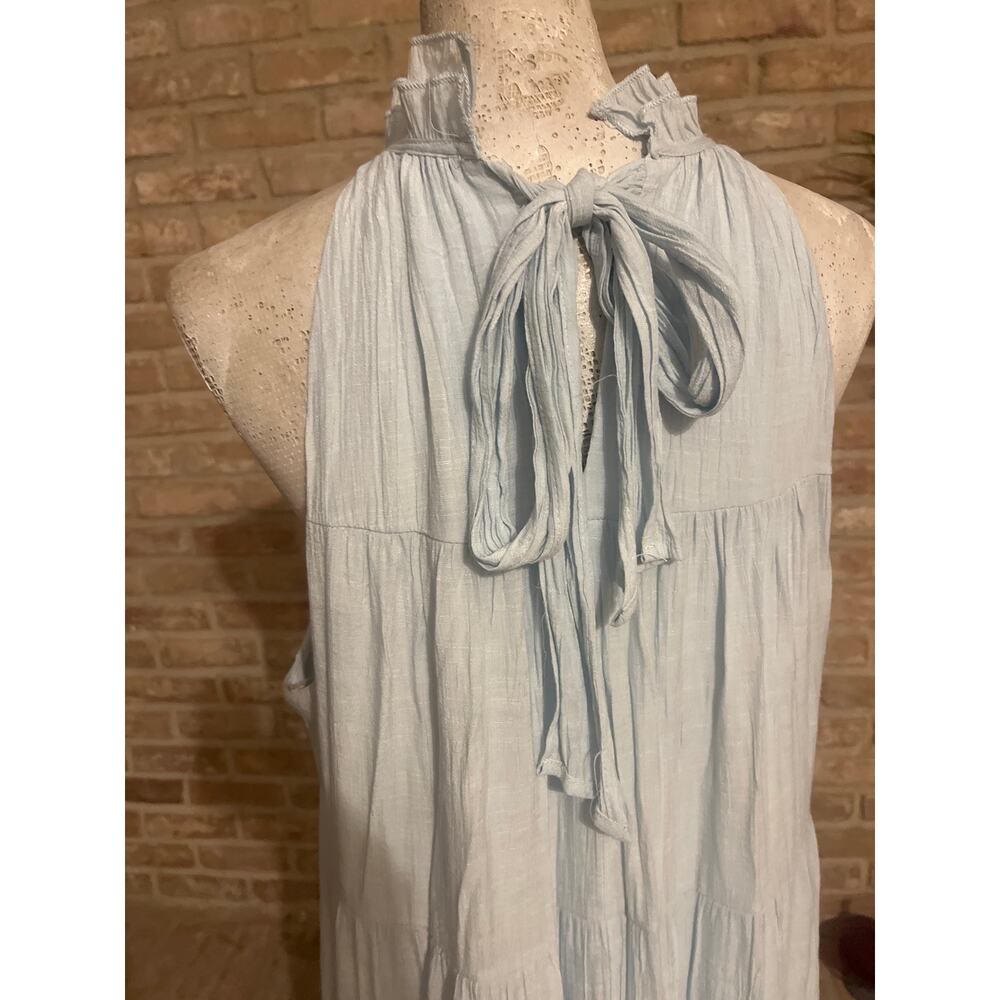 💜 Pastel blue ribbed and lined tiered maxi dress! Sz XL - Picture 6 of 9